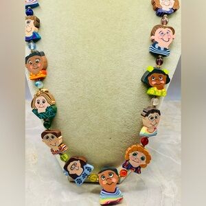 Colorful Silicone Children Faces Charms and Beads Necklace. 24 inches long
